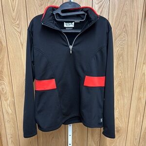 Obermeyer Black and Red Quarter-Zip Pullover Large